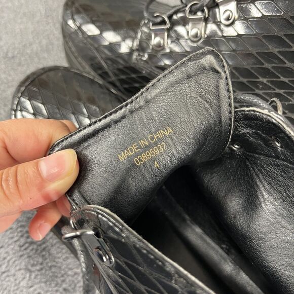 Asos Design Ankle Boots Womens 6 Black Lace Up Chunk Bootie Platform gohtic - Picture 11 of 15